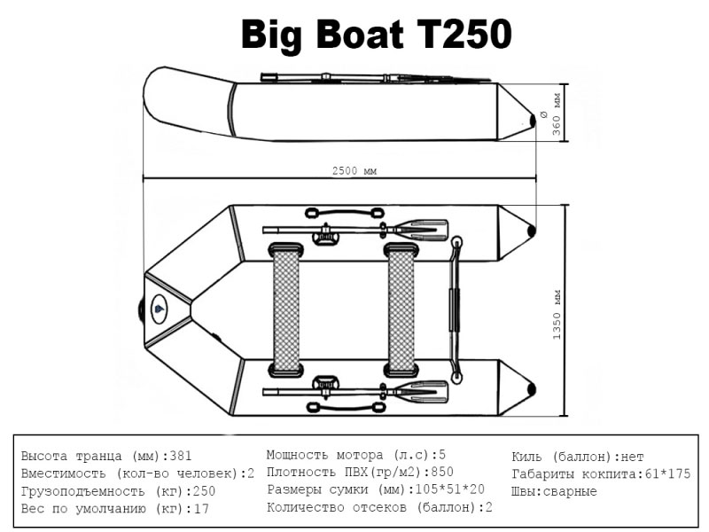 Лодка ПВХ под мотор Big Boat Т250